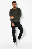 Erkrk Waffle Özel Dokulu Kumaş Standart Fit Uzun Kollu Basic T-shirt - 7