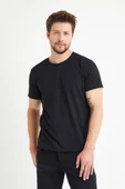 Erkek Bisiklet Yaka Regular Kalıp 5 li T-shirt Paket Siyah - 2