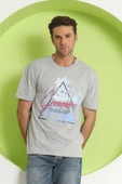 Erkek Baskılı Oversize T-Shirt  Gri Melanj - 10