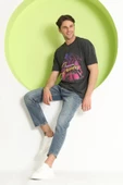 Erkek Baskılı Oversize T-Shirt Antrasit - 11