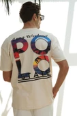 Erkek Polo Baskılı Oversize T-Shirt Ekru - 1