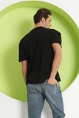 Erkek Baskılı Oversize T-Shirt Siyah - 12