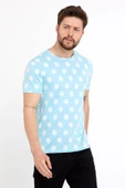 Erkek Jakarlı Basic T-shirt Mavi - 5