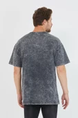 Erkek Parça Boya Baskılı Oversize Basic T-shirt  Antrasit - 8