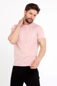 Erkek Jakarlı Basic T-shirt Pembe thumbnail 9