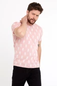 Erkek Jakarlı Basic T-shirt Pembe - 6