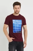 Erkek Baskılı T-shirt Bordo thumbnail 11