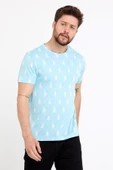 Erkek Jakarlı Basic T-shirt Mavi thumbnail 10