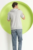 Baskılı Oversize Kapüşonlu Erkek T-Shirt Gri Melanj thumbnail 12