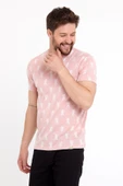 Erkek Jakarlı Basic T-shirt Pembe - 9