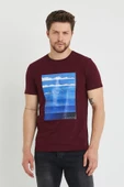 Erkek Baskılı T-shirt Bordo thumbnail 9