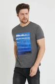Erkek Baskılı T-shirt Antrasit - 7