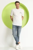 Erkek PS Baskılı Oversize T-Shirt Ekru thumbnail 11