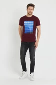 Erkek Baskılı T-shirt Bordo thumbnail 10