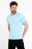 Erkek Jakarlı Basic T-shirt Mavi thumbnail 1