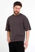 Erkek Oversize Baskılı T-shirt Kahverengi - 9