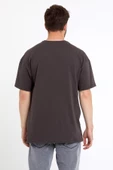 Erkek Oversize Baskılı T-shirt Kahverengi - 12