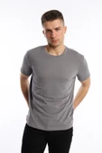 Erkek Golf Nakışlı Regular Fit Basic Tişört Gri - 2