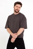 Erkek Oversize Baskılı T-shirt Kahverengi - 2