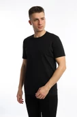 Erkek Golf Nakışlı Regular Fit Basic Tişört Siyah - 2
