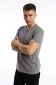 Erkek Golf Nakışlı Regular Fit Basic Tişört Gri - 3
