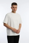 Erkek Oversize Fit Bisiklet Yaka Basic Tişört Beyaz - 3
