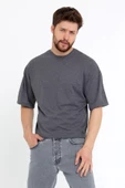 Erkek Oversize Baskılı T-shirt Antrasit - 2