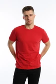 Erkek Golf Nakışlı Regular Fit Basic Tişört Kırmızı thumbnail 2