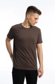 Erkek Golf Nakışlı Regular Fit Basic Tişört Kahverengi - 3