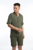 Erkek Crinkle Kumaş Regular Fit Gömlek Yeşil - 2
