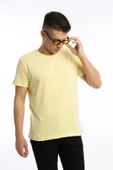 Erkek Bisiklet Yaka Regular Fit Carbon Fırçalı Tişört Sarı thumbnail 2