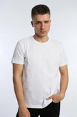 Erkek Bisiklet Yaka Regular Fit Carbon Fırçalı Tişört Beyaz - 2