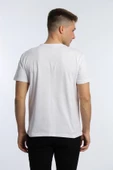 Erkek Bisiklet Yaka Regular Fit Carbon Fırçalı Tişört Beyaz - 4