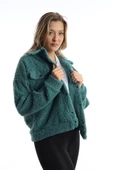 Kadın Çıt Çıt Kapamalı Kıvırcık Peluş Ceket  Petrol thumbnail 7