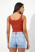 Nakışlı Kadın Askılı Crop Atlet Kiremit thumbnail 12