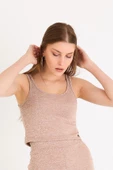 Kadın Askılı Crop Atlet Kum Rengi thumbnail 9