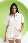 Kadın Havlu Kumaş Gömlek Pembe - 11