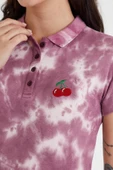 Kadın Batik Yıkamalı t-shirt  Mor - 9