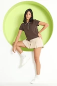 Kadın Polo Yaka T-Shirt Sütlü Kahve - 3