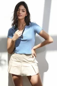 Kadın Polo Yaka Kısa T-shirt Mavi - 5