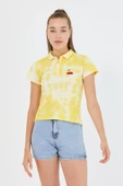 Kadın Batik Yıkamalı t-shirt  Sarı - 2