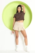 Kadın Polo Yaka T-Shirt Sütlü Kahve - 6