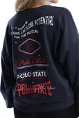 Kadın Ön Arka Polo State Baskılı 3 İplik Sweat  Füme thumbnail 12