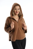 Kadın Kapüşonlu Peluş Sweat Tütün thumbnail 9