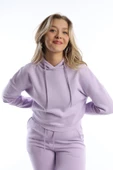 Kadın Kapüşonlu 3 İplik Şardonlu Sweat Lila thumbnail 2