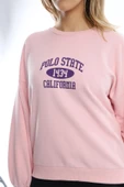 Kadın Polo State Baskılı 3 İplik Sweat Pembe thumbnail 3