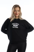 Kadın Polo State Baskılı 3 İplik Sweat Siyah - 7