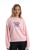 Kadın Polo State Baskılı 3 İplik Sweat Pembe thumbnail 6