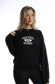 Kadın Polo State Baskılı 3 İplik Sweat Siyah - 6