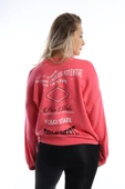 Kadın Ön Arka Polo State Baskılı 3 İplik Sweat Pembe thumbnail 10